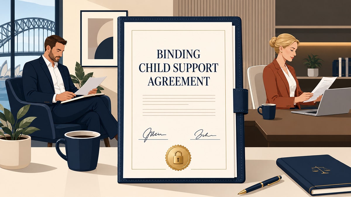 Separated parents independently reviewing a binding child support agreement