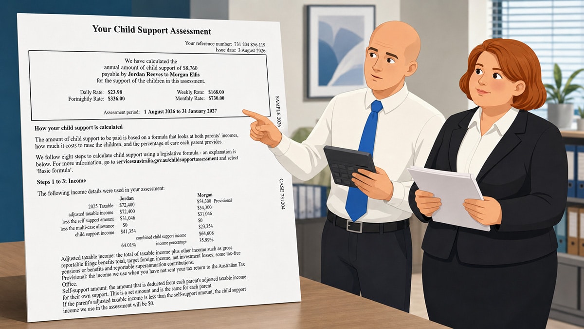 child support assessment notice reviewed by two Services Australia representatives
