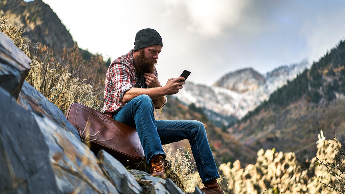 Bearded man in wilderness