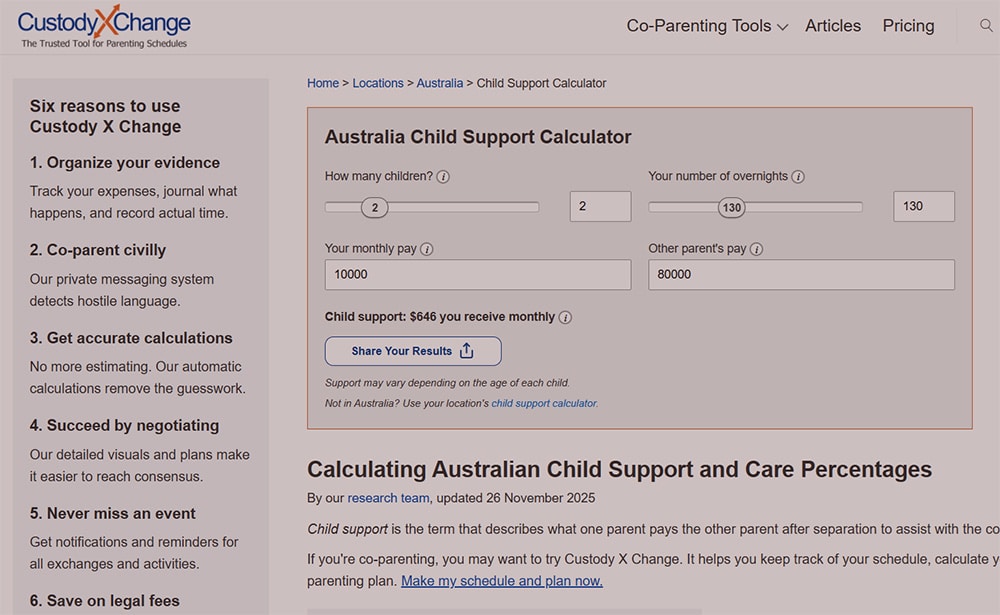 CustodyXChange calculator