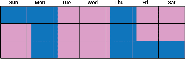 Every Third Weekend visitation calendar.