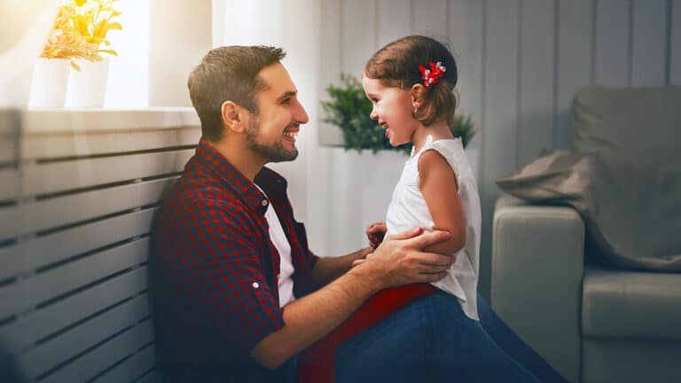 Father happy to be with daughter