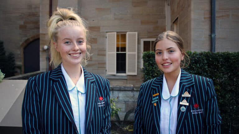 Private school girls in their uniforms