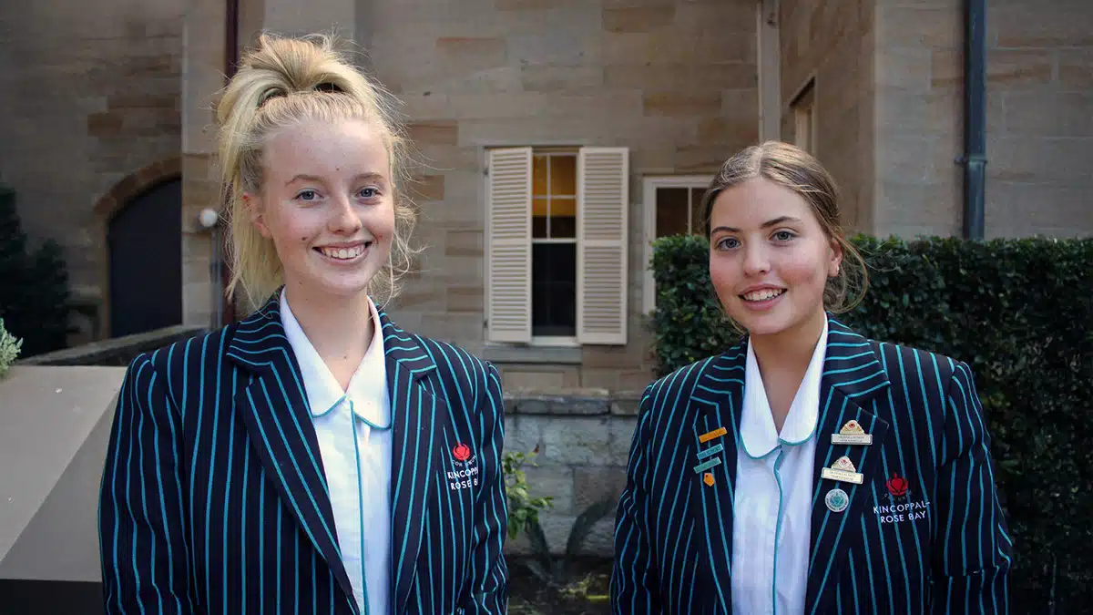 Private school girls in their uniforms
