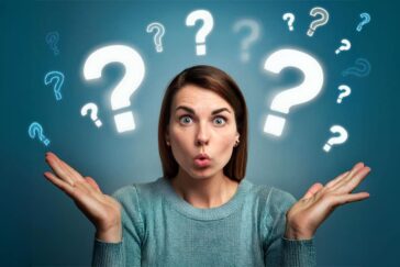 Puzzled woman with questions