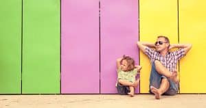 Relaxed father and child.